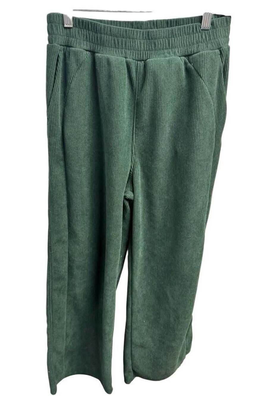 Halara Women's Green Corduroy Casual Wide Leg Jogger Pants Size M